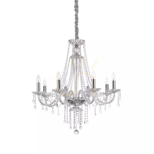 Sprawdź Lampa wisząca Ideallux Amadeus SP8 transparentna kryształowa 80 cm 168777