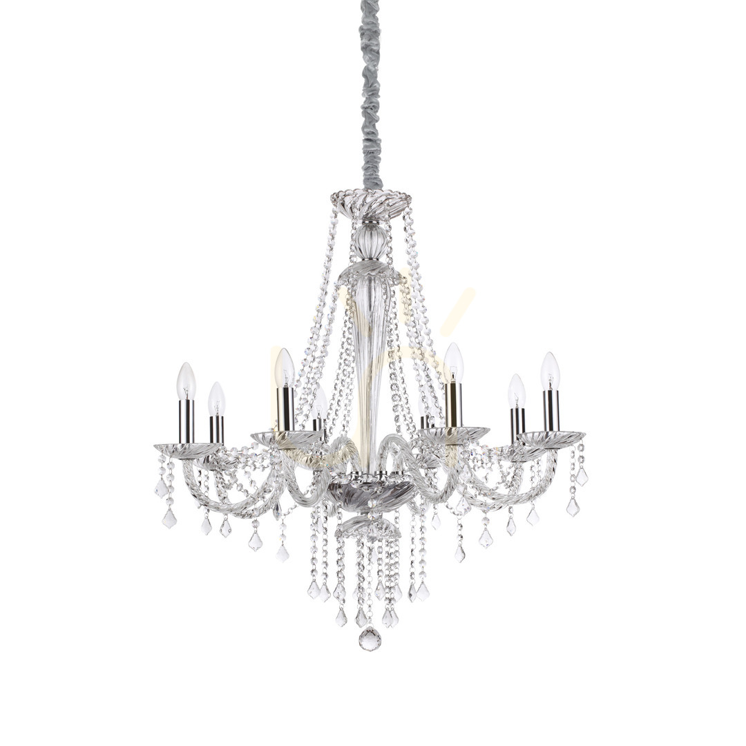 Sprawdź Lampa wisząca Ideallux Amadeus SP8 transparentna kryształowa 80 cm 168777 Lampa wisząca Ideallux Amadeus SP8 transparentna kryształowa 80 cm 168777