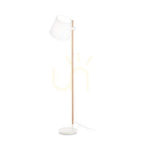 Lampa stojąca Ideallux AXEL biała drewno tkanina E27 272245 small 0