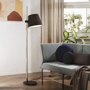 Lampa stojąca Ideallux AXEL 282084 czarna E27 1x60W 30 cm drewno tkanina small 1
