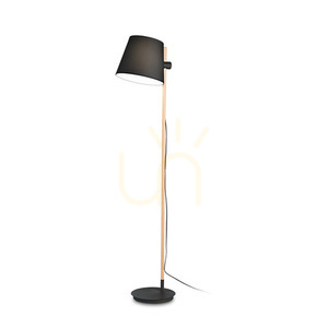 Lampa stojąca Ideallux AXEL 282084 czarna E27 1x60W 30 cm drewno tkanina small 0