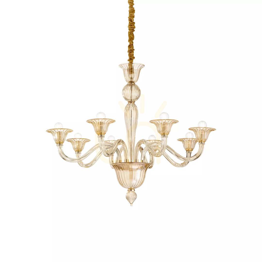 Zobacz Lampa wisząca Ideallux Brigitta 199412 bursztynowa 8xE14 szklana 89 cm Lampa wisząca Ideallux Brigitta 199412 bursztynowa 8xE14 szklana 89 cm