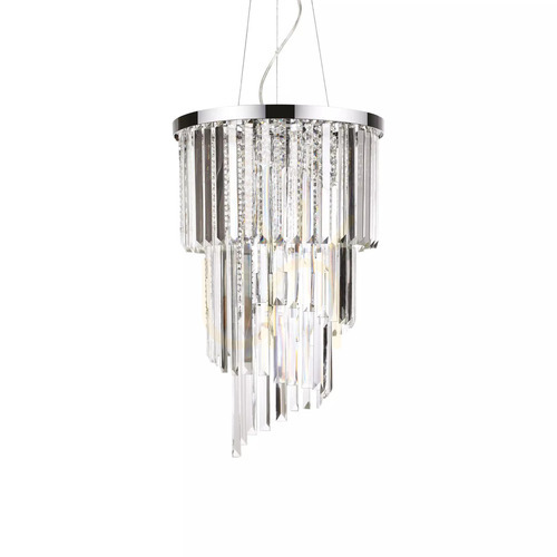 Sprawdź Lampa wisząca Ideallux Carlton 117737 chrom 8xE14 kryształowa 40 cm