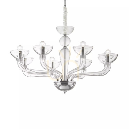 Sprawdź Lampa wisząca Ideallux Casanova SP8 transparentna 8xE14 88 cm 044255