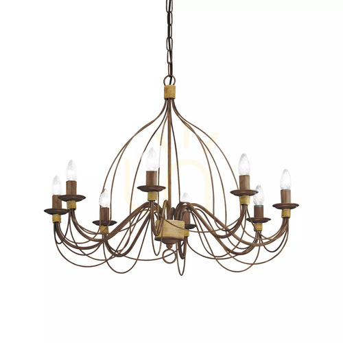 Sprawdź Lampa wisząca Ideallux Corte 057194 rdzawa 8xE14 Ø80 cm