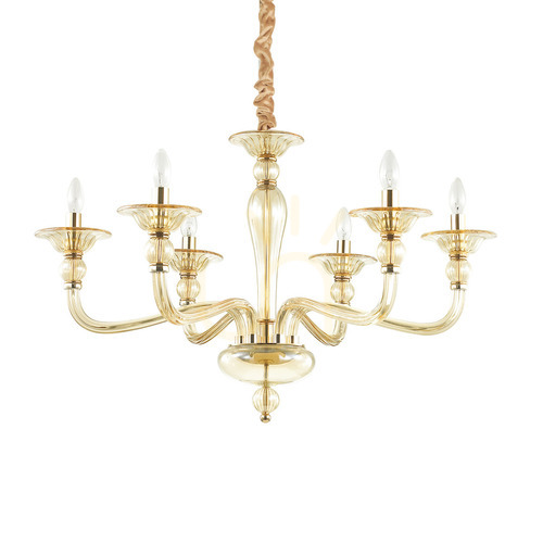 Sprawdź Lampa wisząca Ideallux Danieli 159942 bursztynowa 6xE14 szklana 85 cm