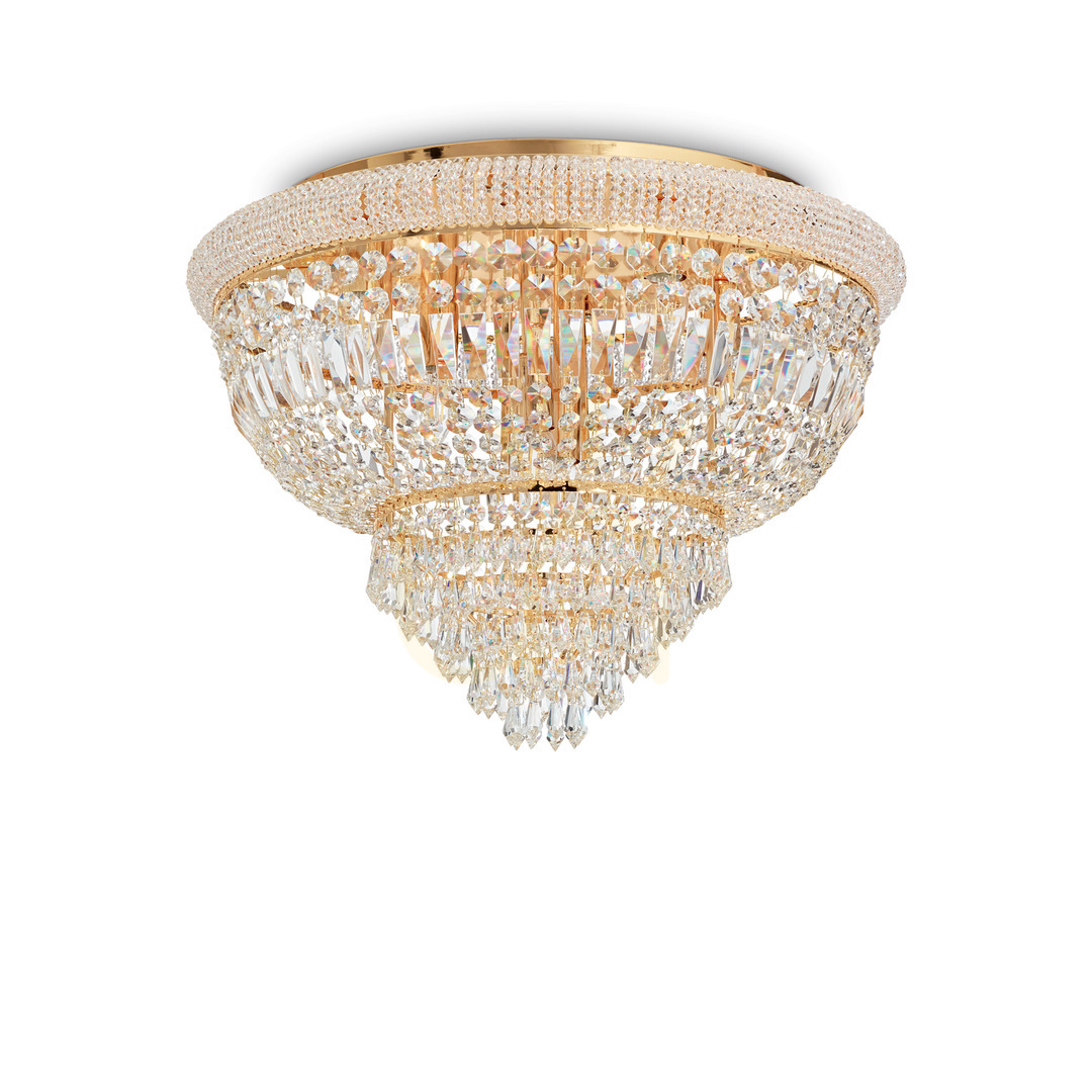 Sprawdź Plafon Ideallux Dubai 243498 mosiężny kryształowy 24xE14 78 cm Plafon Ideallux Dubai 243498 mosiężny kryształowy 24xE14 78 cm