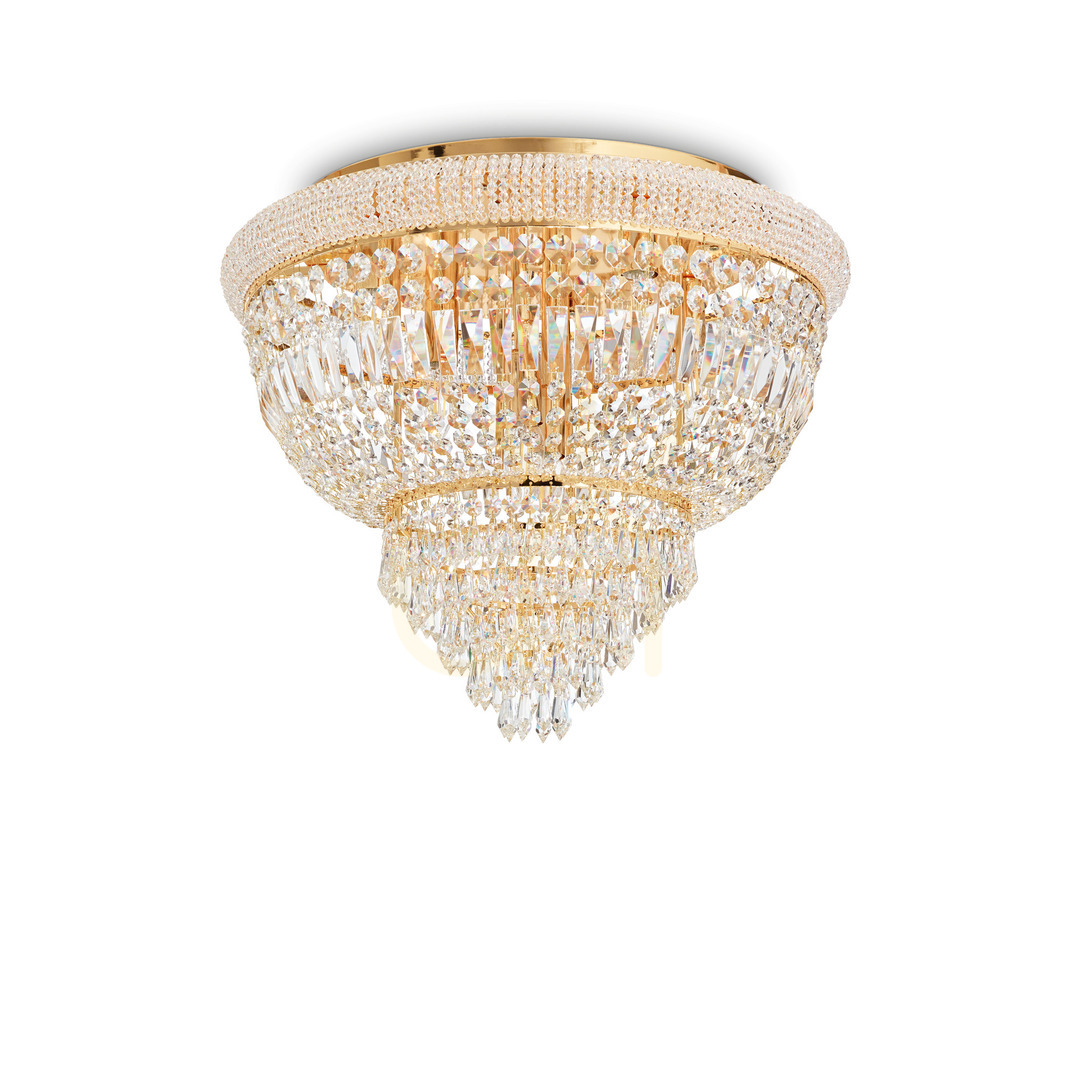 Sprawdź Plafon Ideal Lux Dubai 201016 mosiądz kryształ 6xE14 52 cm Plafon Ideal Lux Dubai 201016 mosiądz kryształ 6xE14 52 cm