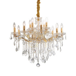 Lampa wisząca Ideallux Florian 035611 złota 12xE14 72 cm kryształowa small 0