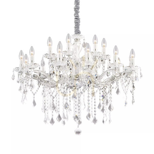Sprawdź Lampa wisząca Ideallux Florian 075150 chrom kryształ 18xE14 86 cm