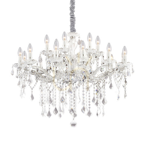 Sprawdź Lampa wisząca Ideallux Florian 075150 chrom kryształ 18xE14 86 cm