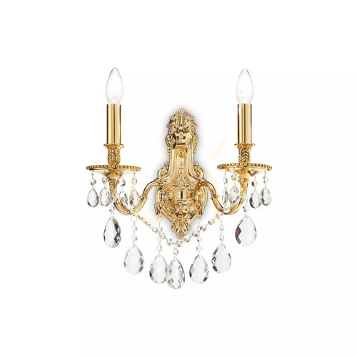 Sprawdź Kinkiet Ideallux Gioconda 060491 złoty kryształowy 2xE14 31 cm