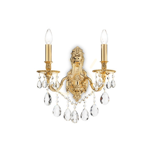 Sprawdź Kinkiet Ideallux Gioconda 060491 złoty kryształowy 2xE14 31 cm
