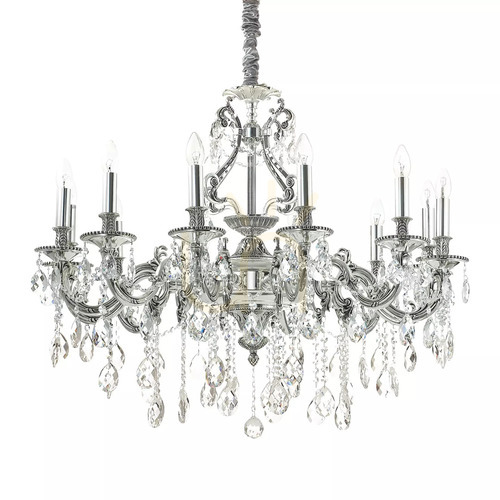 Sprawdź Lampa wisząca Ideallux Gioconda 164953 srebrna 12xE14 90 cm