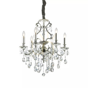 Lampa wisząca Ideallux Gioconda 044927 srebrna 6xE14 kryształowa 62 cm 1 Lampa wisząca Ideallux Gioconda 044927 srebrna 6xE14 kryształowa 62 cm small 1