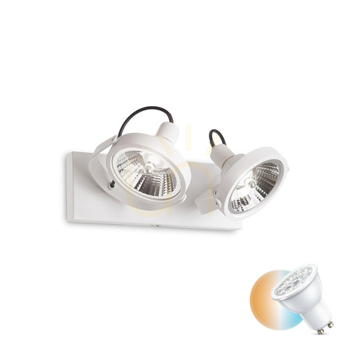 Sprawdź Plafon Ideallux GLIM 200200 biały 2xGU10 31 cm