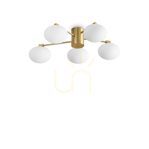 Sprawdź Plafon Ideallux Hermes 316697 mosiądz szkło 5xG9 60 cm