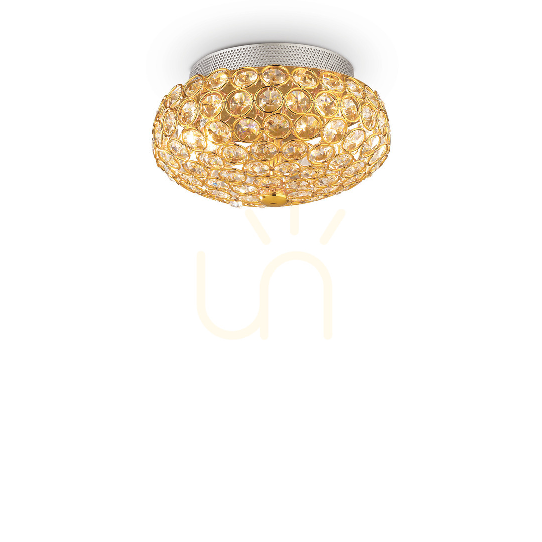 Sprawdź Plafon Ideallux KING 075402 złoty 3xG9 25,5 cm kryształowy Plafon Ideallux KING 075402 złoty 3xG9 25,5 cm kryształowy