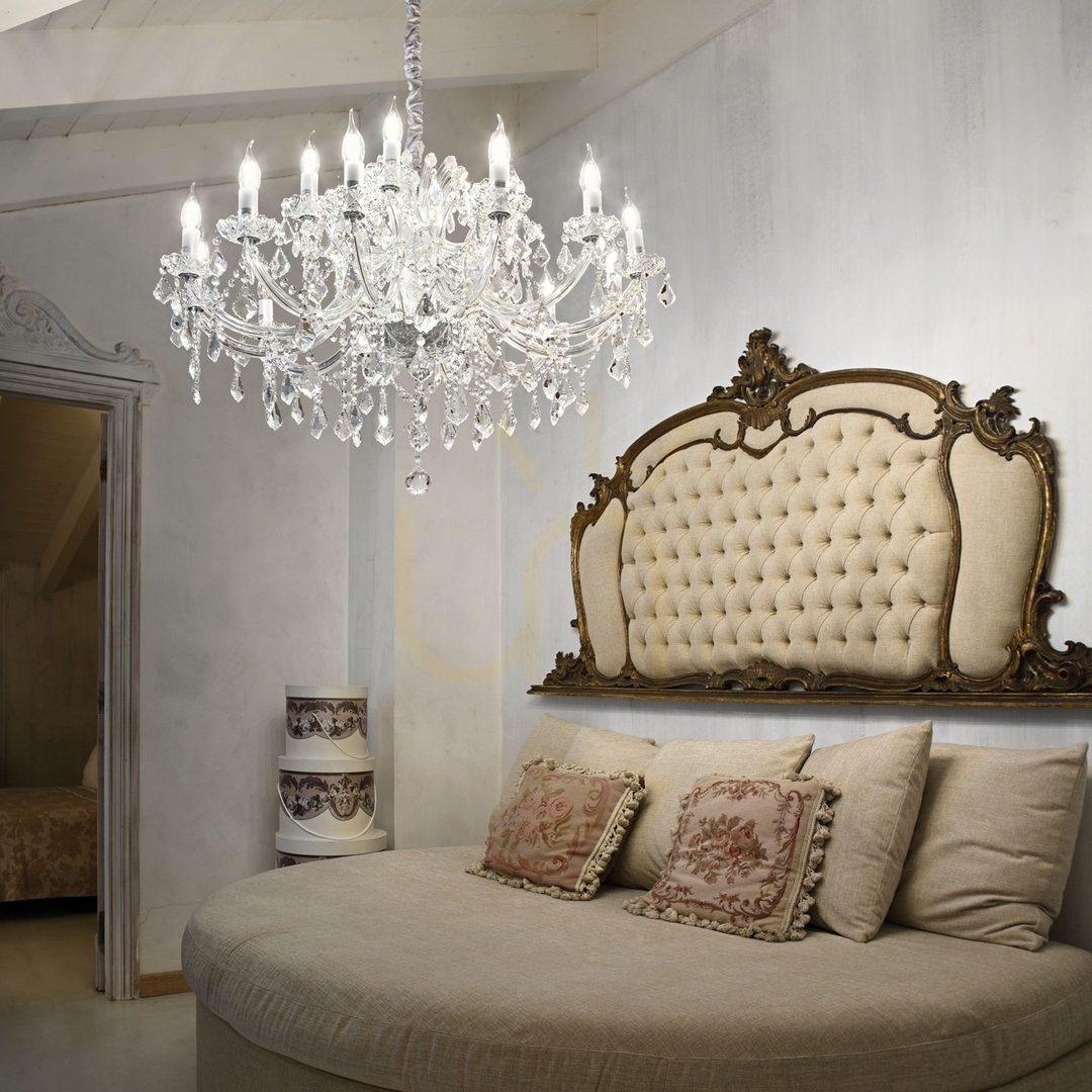 Wyświetl Lampa wisząca Ideallux Napoleon 167268 chrom kryształ 18xE14 96 cm Lampa wisząca Ideallux Napoleon 167268 chrom kryształ 18xE14 96 cm