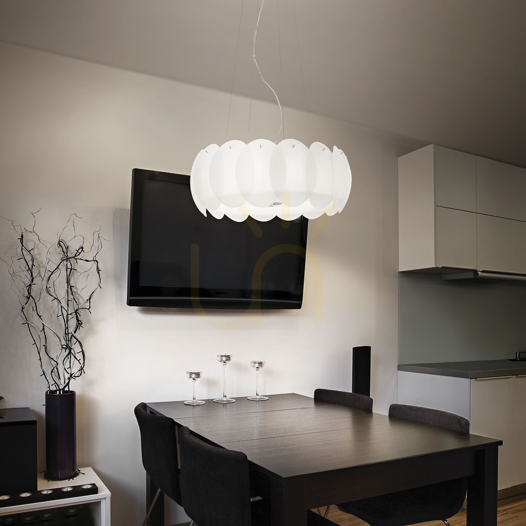 Zobacz Lampa wisząca Ideallux Ovalino 074139 biała 5xE27 44 cm Lampa wisząca Ideallux Ovalino 074139 biała 5xE27 44 cm