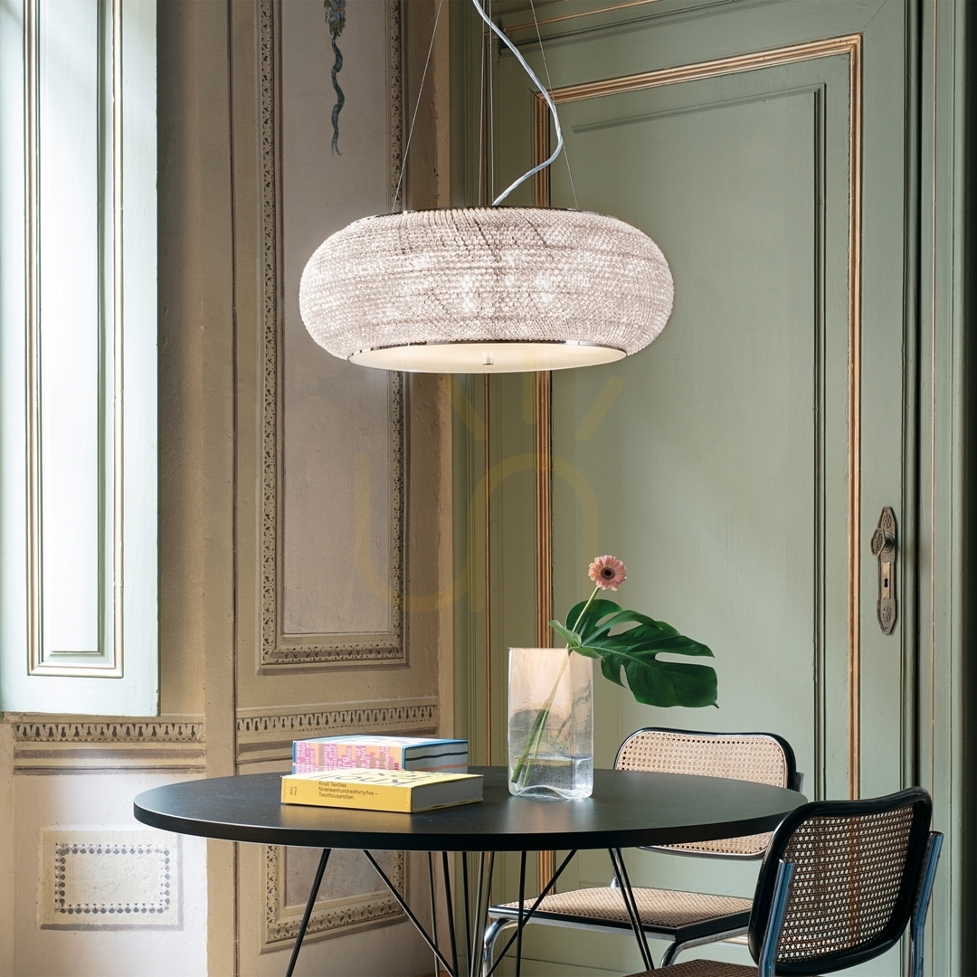 Pokaż Lampa wisząca Ideallux PASHA 082196 chrom 10xE14 kryształ 55 cm Lampa wisząca Ideallux PASHA 082196 chrom 10xE14 kryształ 55 cm