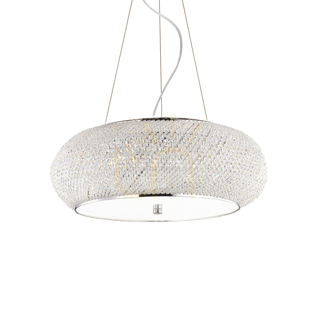 Sprawdź Lampa wisząca Ideallux PASHA 082196 chrom 10xE14 kryształ 55 cm Lampa wisząca Ideallux PASHA 082196 chrom 10xE14 kryształ 55 cm