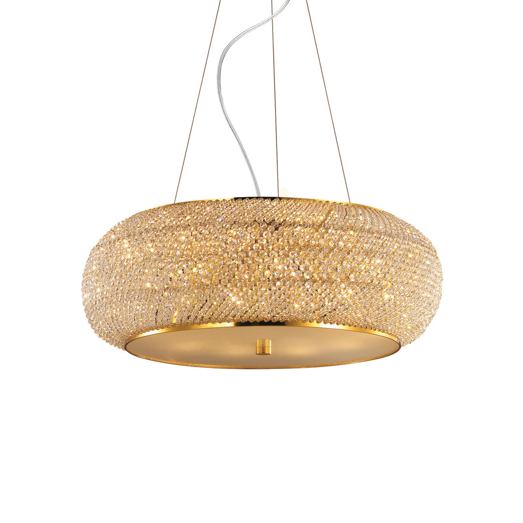 Sprawdź Lampa wisząca Ideallux PASHA 164984 złota 14xE14 kryształowa 65 cm Lampa wisząca Ideallux PASHA 164984 złota 14xE14 kryształowa 65 cm