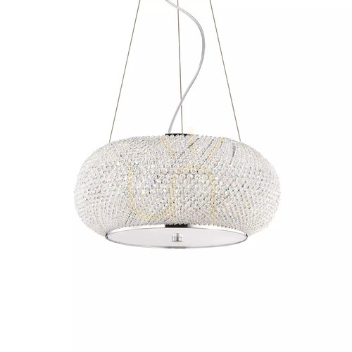 Sprawdź Lampa wisząca Ideallux PASHA 082158 chrom kryształ 6xE14 40 cm