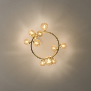 Plafon Ideallux Perlage 327808 bursztynowy 10xG9 70 cm mosiądz/szkło small 4