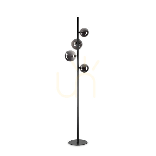 Sprawdź Lampa stojąca Ideallux PERLAGE 306988 czarna dymione szkło 4xG9 164 cm
