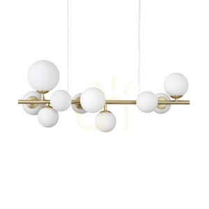 Lampa wisząca Ideallux Perlage 283791 biała 10xG9 81 cm mosiądz-szkło small 0