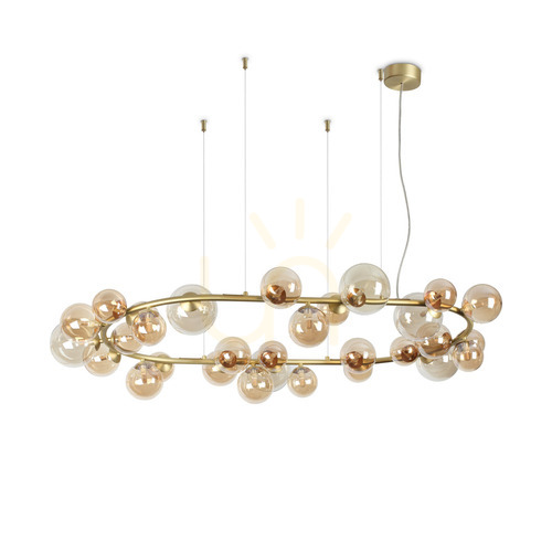 Sprawdź Lampa wisząca Ideallux Perlage 322780 bursztynowa 30xG9 143 cm