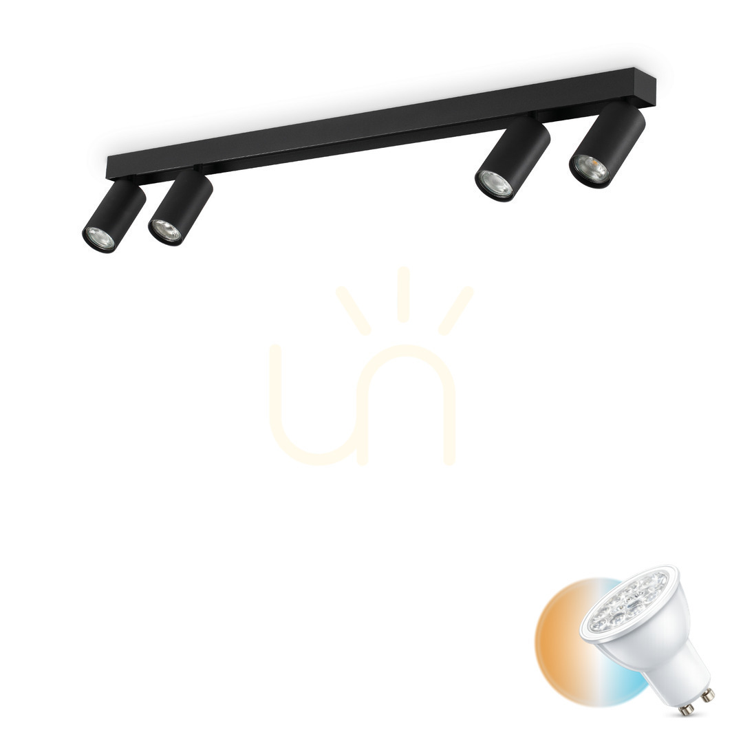 Sprawdź Plafon Ideallux Profilo 328195 czarny 4xGU10 90 cm Plafon Ideallux Profilo 328195 czarny 4xGU10 90 cm