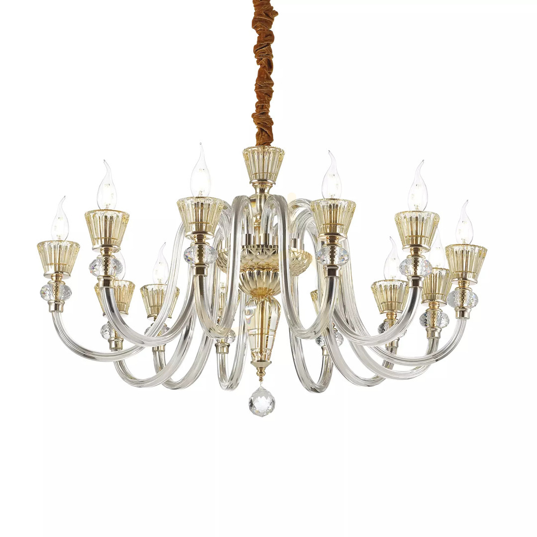 Zobacz Lampa wisząca Ideallux Strauss 140612 złota 12xE14 szklana 84,5 cm Lampa wisząca Ideallux Strauss 140612 złota 12xE14 szklana 84,5 cm