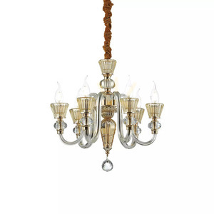 Lampa wisząca Ideallux Strauss 140605 złota 6xE14 szklana 50,5 cm 1 Lampa wisząca Ideallux Strauss 140605 złota 6xE14 szklana 50,5 cm small 1