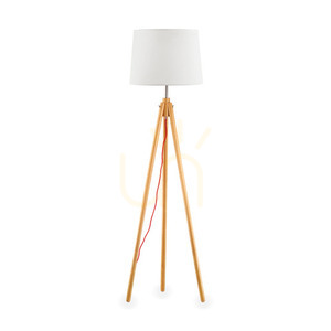 Lampa stojąca Ideallux YORK drewniana E27 1x42W 089805 48 cm small 0