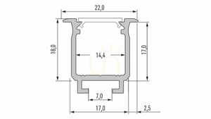 Profil LED LUMINES typ W inox anodowany 3 m small 1