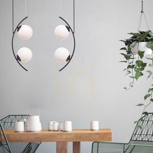 Lampa wisząca Zuma Line HELIX 5016, czarna z białymi kloszami, 4×E14 small 1
