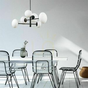 Lampa wisząca Zuma Line OMI 1196 czarna, 6 opalowych kloszy G9 small 1