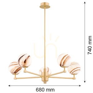 Żyrandol Argon Aruba 5xE14 biało-brązowy marmurek 680 mm 2179 small 5