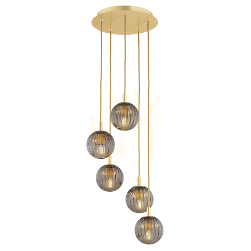 Sprawdź Lampa Wisząca Argon Paloma 5xE14 Dymna Mosiądz Szczotkowany 2185