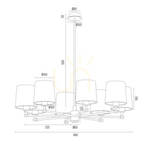Żyrandol Argon PRINCETON 5071 beżowy ze złotym wnętrzem, mosiądz szczotkowany, 8×E27, ø84 cm small 9