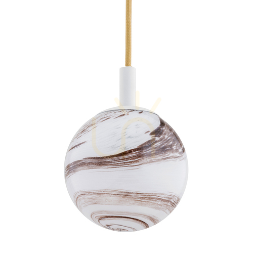 Sprawdź Lampa wisząca ARGON ALMIROS 8451 szklana kula marmurek kremowa E14
