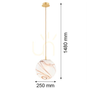 Lampa Wisząca Argon Almiros Biało-Brązowa Marmurek E27 8447 small 6