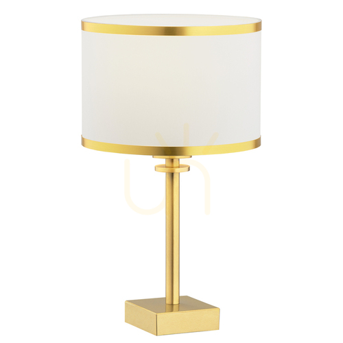 Sprawdź Lampa stołowa Argon ABBANO 8029 abażur śmietankowy ze złotym paskiem mosiądz szczotkowany E27 38 cm