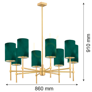 Żyrandol Argon Abruzzo 5055 mosiądz zielony welur E14 8x7W small 2