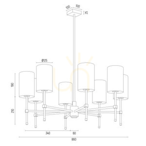 Żyrandol Argon Abruzzo 5055 mosiądz zielony welur E14 8x7W small 3