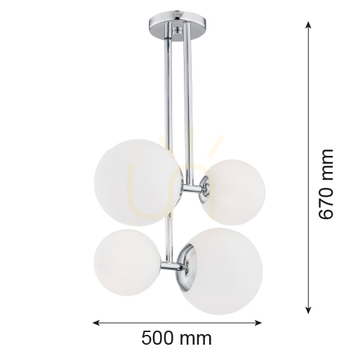 Sprawdź Lampa wisząca Argon ASPEN 1646, 4 kule z opalowego szkła, chrom, 4xE27