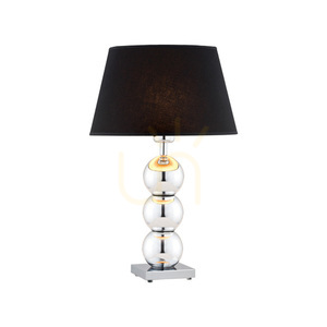 Lampa stołowa Argon FUDŻI czarna chrom szkło abażur E27 55 cm 3622 small 0