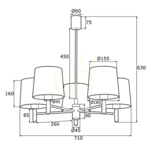 Żyrandol Argon Ponte Plus czarny 5xE27 710 mm IP20 2107 small 7